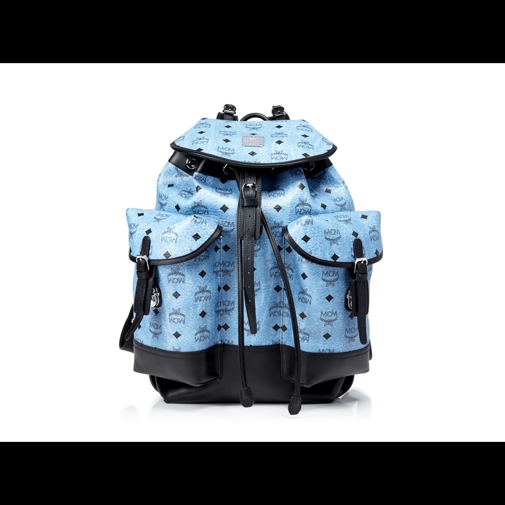 MCM Heritage Double Pocket Backpack Denim Blue